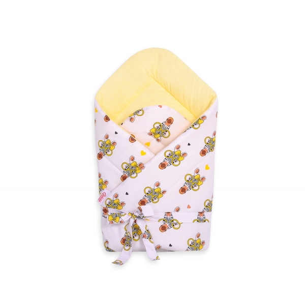 Doppelseitiges Baby Nestchen mit Schleife - gelbe Zebras