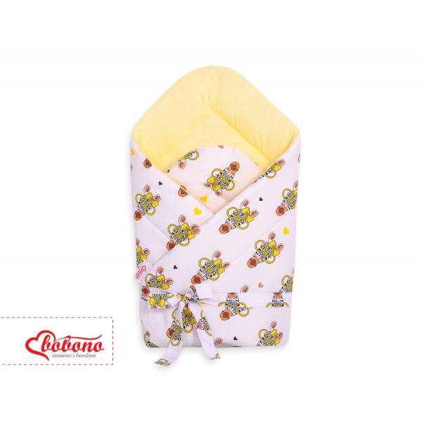 Doppelseitiges Baby Nestchen mit Schleife - gelbe Zebras