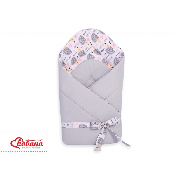 Doppelseitiges Baby Nestchen mit Schleife - Igel grau