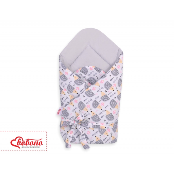 Doppelseitiges Baby Nestchen mit Schleife - Igel grau
