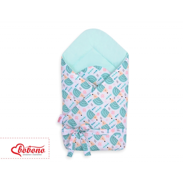 Doppelseitiges Baby Nestchen mit Schleife - Igel mint