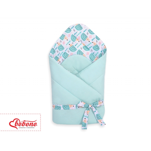 Doppelseitiges Baby Nestchen mit Schleife - Igel mint