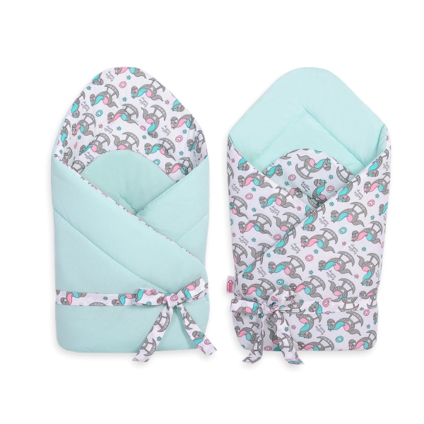 Doppelseitiges Baby Nestchen mit Schleife - Schaukelpferde