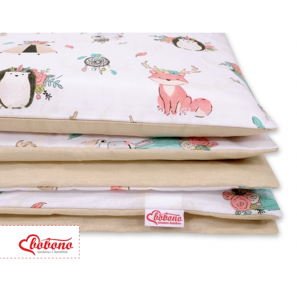Doppelseitiges Bettwäsche Set 2-tlg - Füchse beige/beige