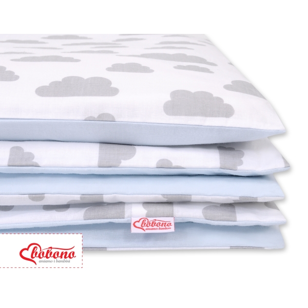 Doppelseitiges Bettwäsche Set 2-tlg - Wolken grau/blau