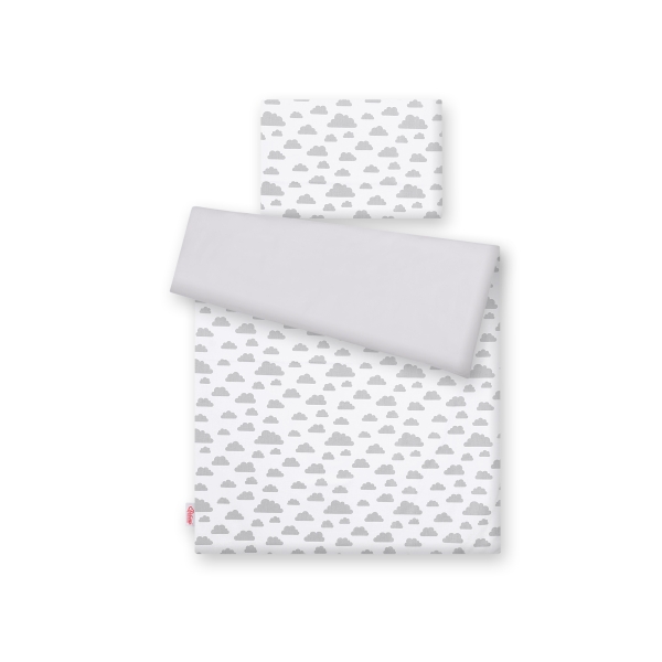 Doppelseitiges Bettwäsche Set 2-tlg - Wolken grau/grau
