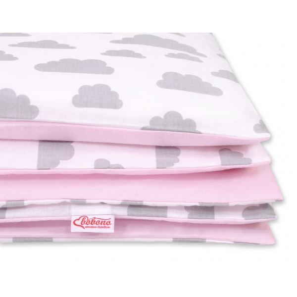 Doppelseitiges Bettwäsche Set 2-tlg - Wolken grau/rosa