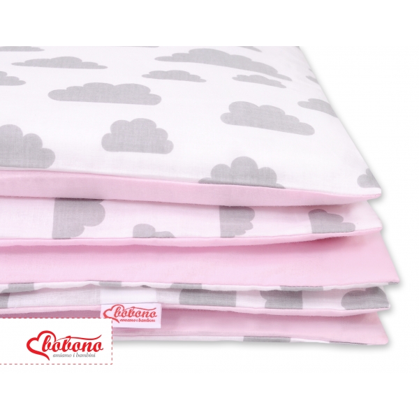 Doppelseitiges Bettwäsche Set 2-tlg - Wolken grau/rosa