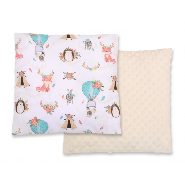 Doppelseitiges Kissen - Füchse beige