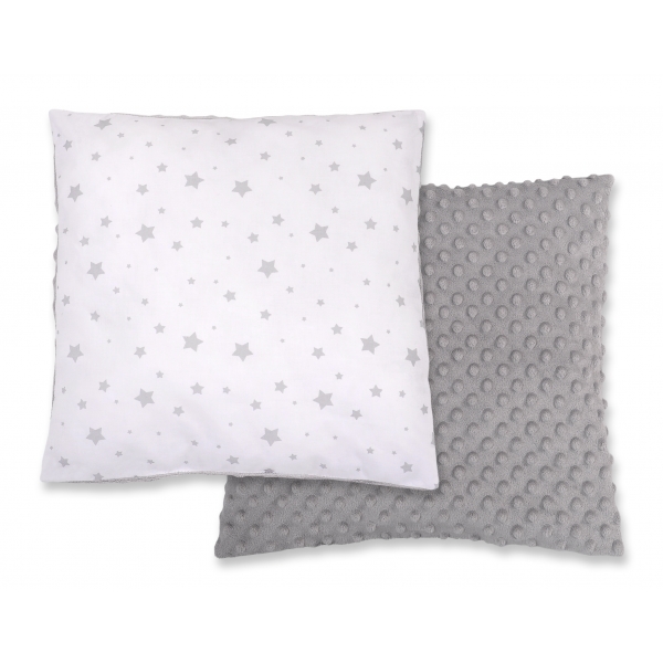Doppelseitiges Kissen - Mini Sternchen grau