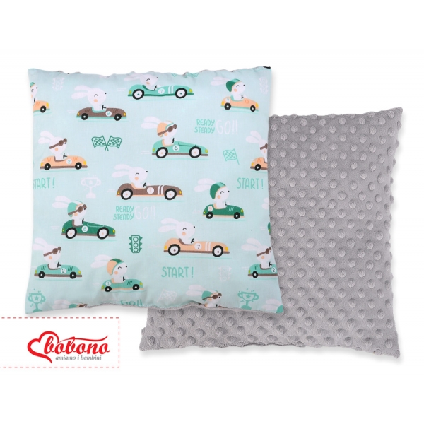 Doppelseitiges Kissen - minze Hasen
