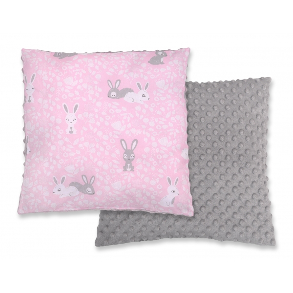 Doppelseitiges Kissen - rosa Hasen