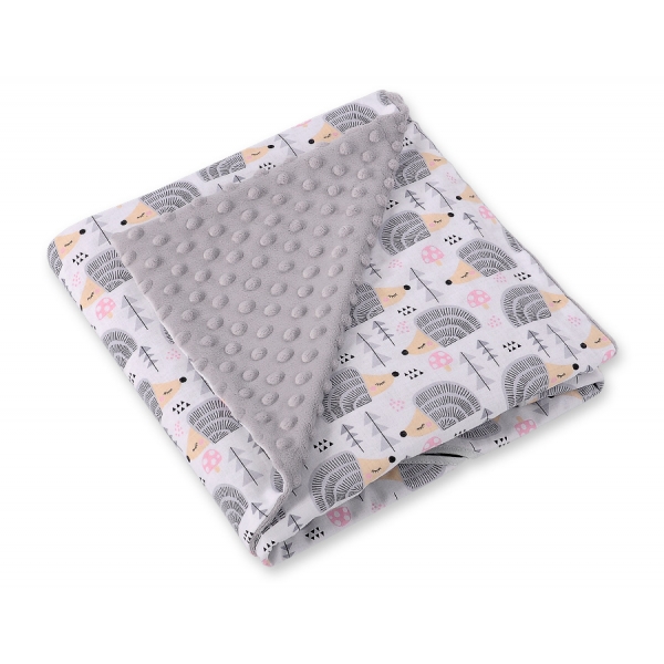 Double-sided car seat blanket - Igel grau