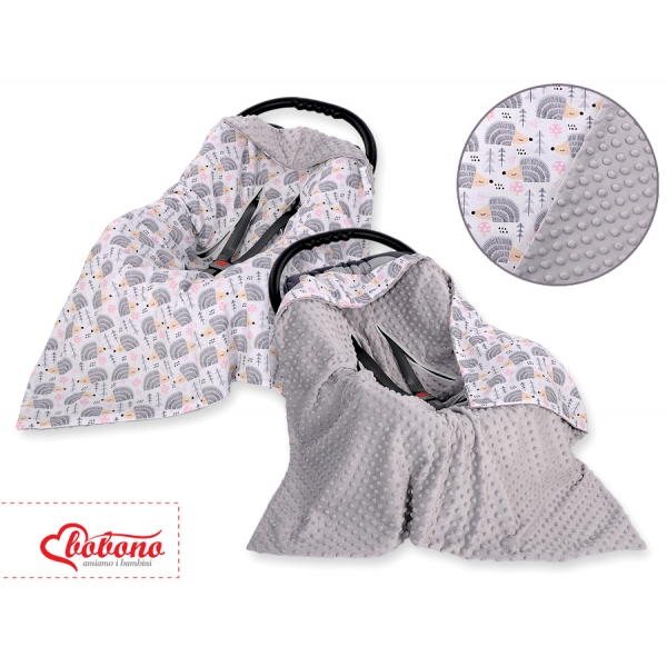 Double-sided car seat blanket - Igel grau
