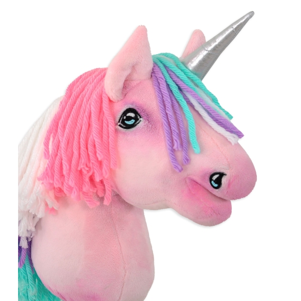Einhorn Steckenpferd mit bunter Mähne - rosa A4 rosa