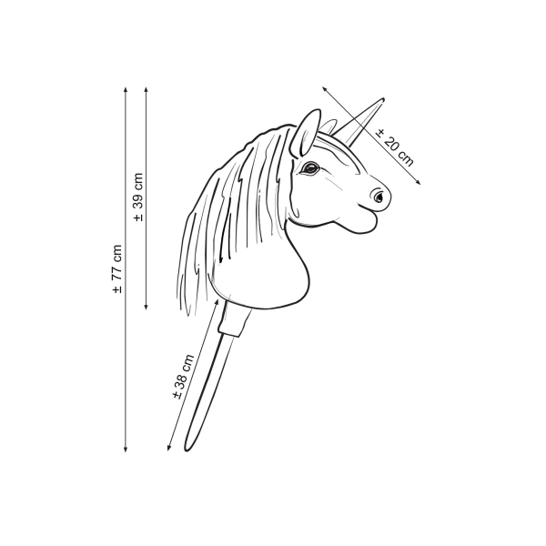 Einhorn Steckenpferd mit bunter Mähne - rosa A4 rosa