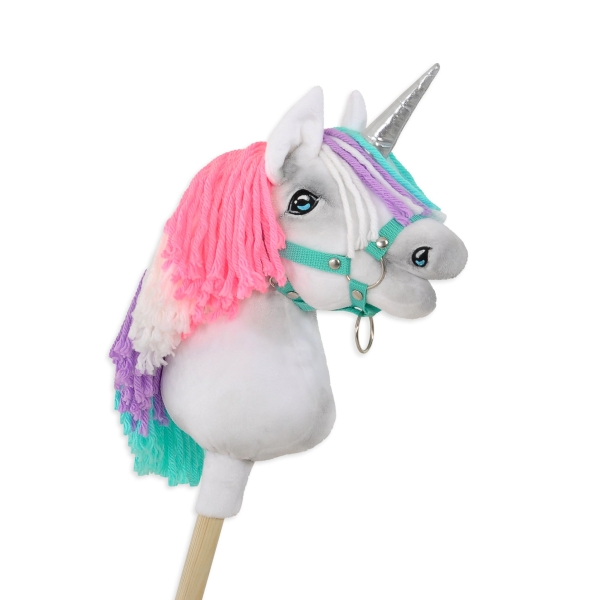Einhorn Steckenpferd weiß A4 rosa