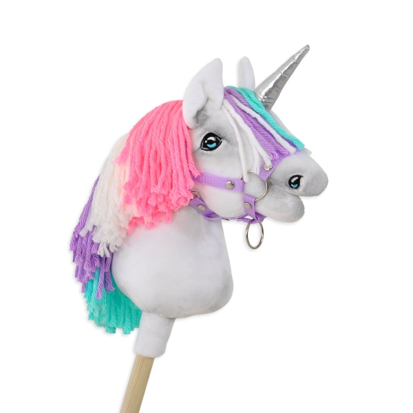 Einhorn Steckenpferd weiß A4 rosa