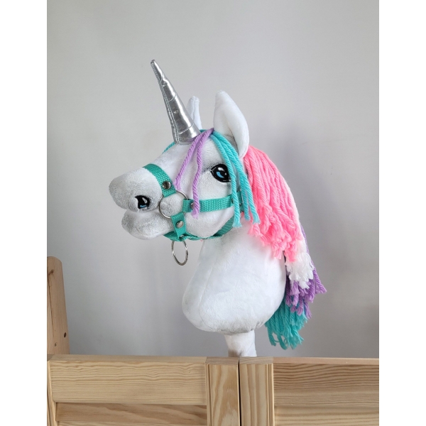 Einhorn Steckenpferd weiß A4 rosa