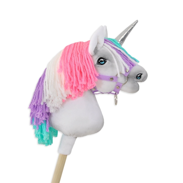 Einhorn Steckenpferd weiß A4 rosa