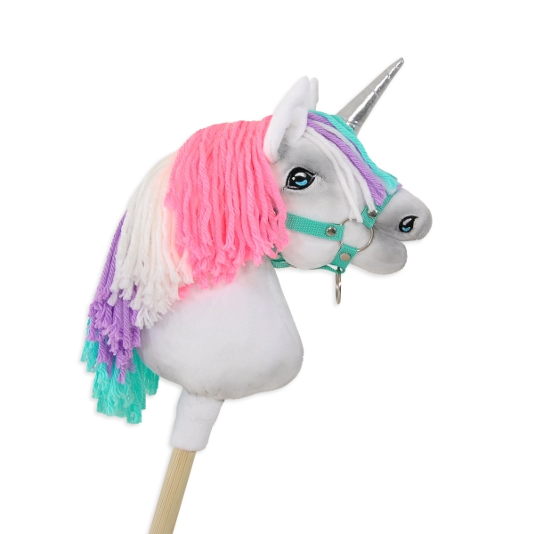 Einhorn Steckenpferd weiß A4 rosa