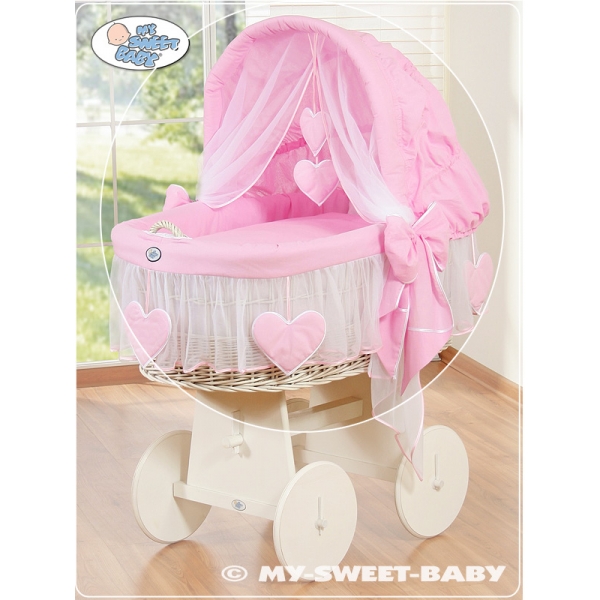 4 tlg. Bezug für Stubenwagen nr 58962-122 oder 78962-122 Pink Rosa Herz