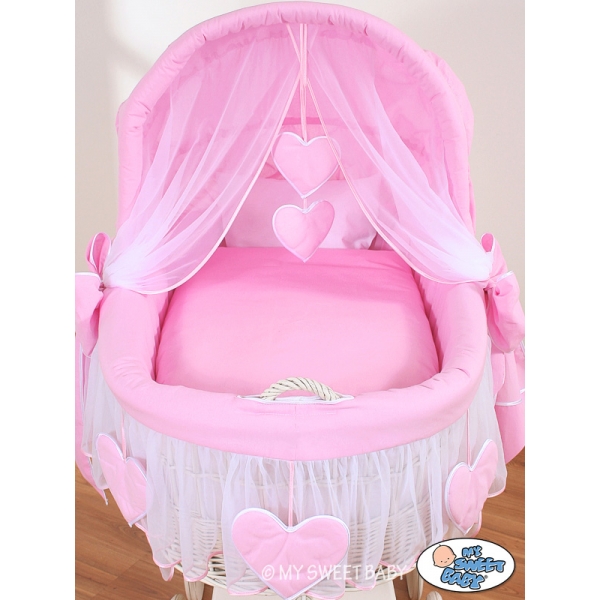 4 tlg. Bezug für Stubenwagen nr 58962-122 oder 78962-122 Pink Rosa Herz