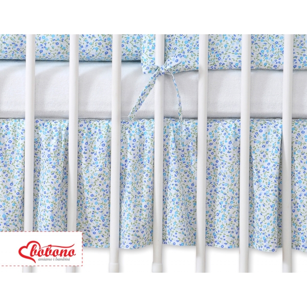 Fest gefaltete Rüsche 120x60cm - Hängende Herzen blaue Blümchen