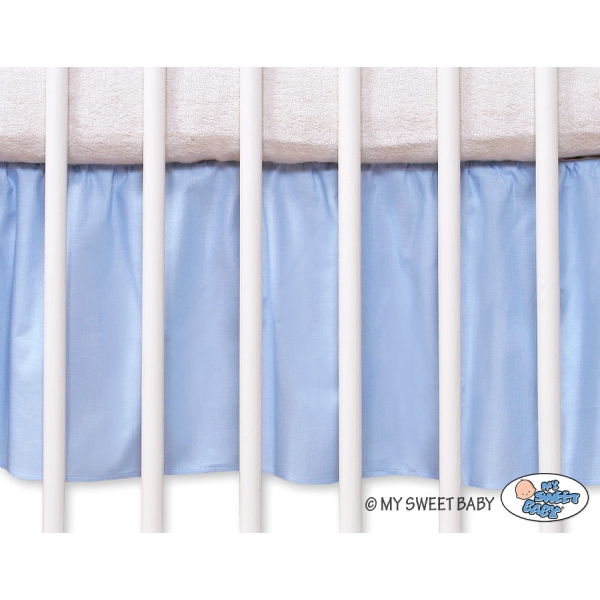 Fest gefaltete Rüsche Babybett 120x60cm - Teddy Bär Barnaba blau