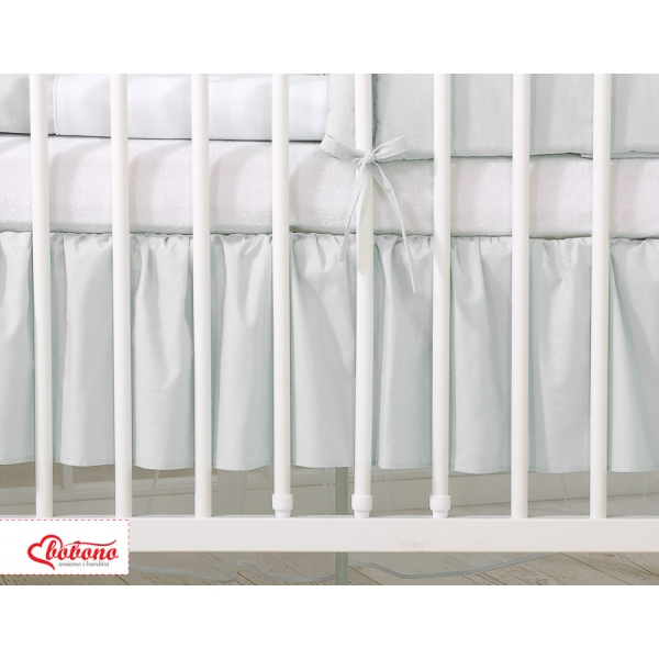 Fest gefaltete Rüsche für Babybett 120x60cm - Little Prince/Princess grau