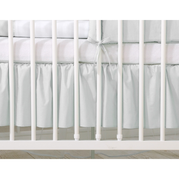 Fest gefaltete Rüsche für Babybett 120x60cm - Little Prince/Princess grau