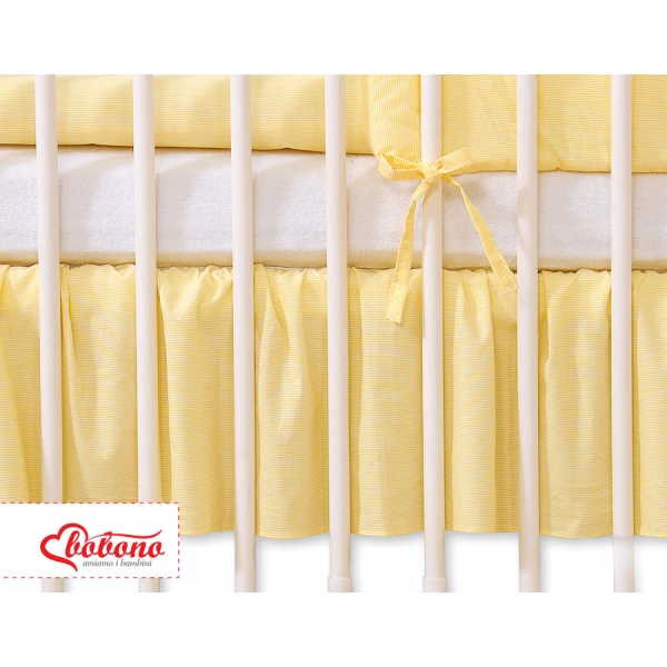 Fest gefaltete Rüsche für Babybett 140x70 cm - Hängende Herzen gelb gestreift