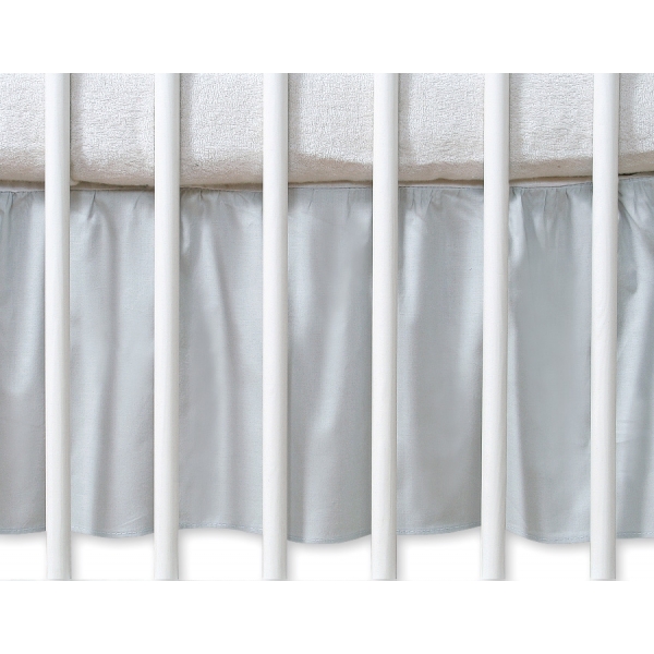 Fest gefaltete Rüsche für Babybett 140x70 cm - Hängende Herzen grau