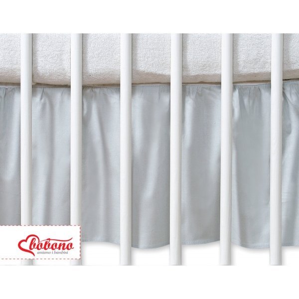 Fest gefaltete Rüsche für Babybett 140x70 cm - Hängende Herzen grau