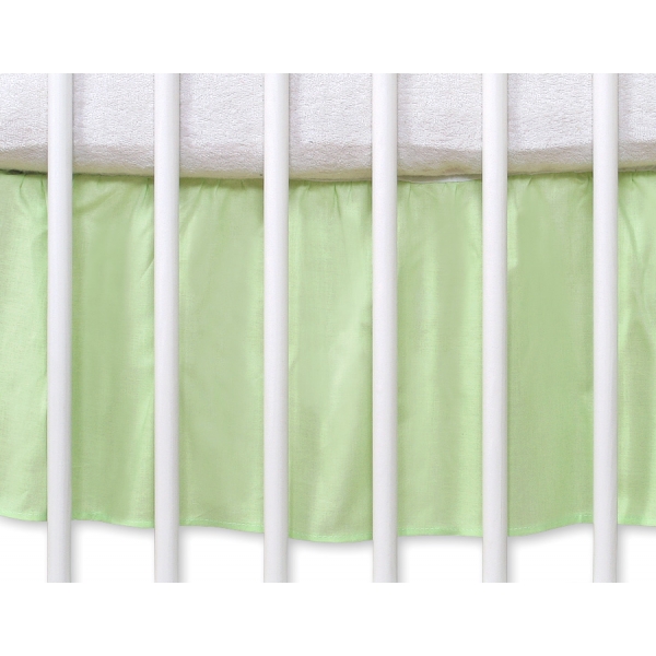 Fest gefaltete Rüsche für Babybett 140x70 cm - Hängende Herzen grün