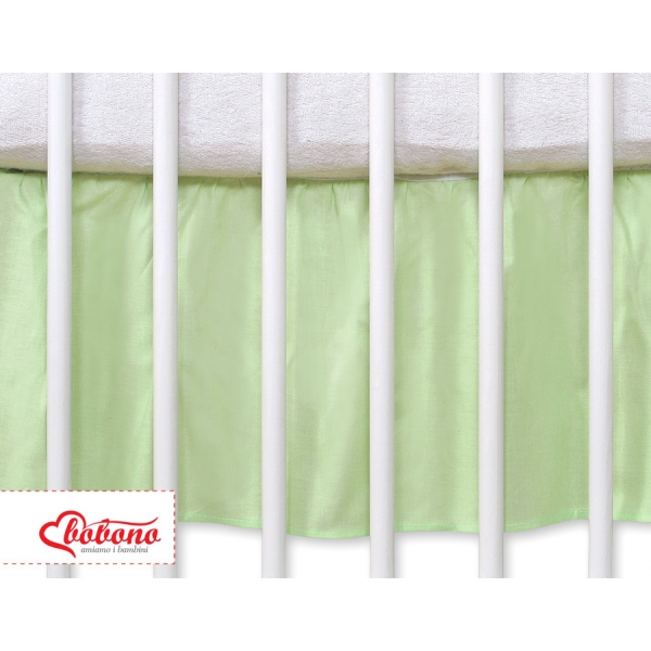 Fest gefaltete Rüsche für Babybett 140x70 cm - Hängende Herzen grün