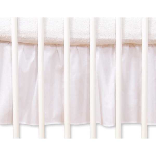 Fest gefaltete Rüsche für Babybett 140x70 cm - Hängende Herzen weiß