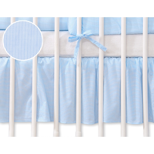Fest gefaltete Rüsche für Babybett 140x70cm - Esel Luca blau