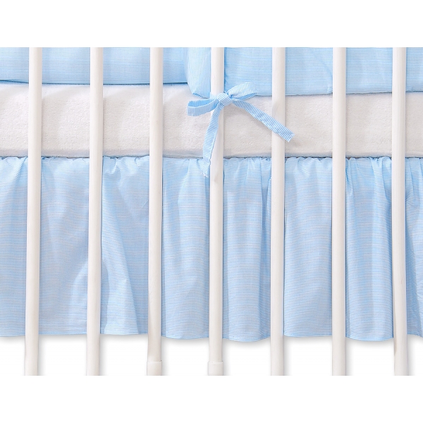 Fest gefaltete Rüsche für Babybett 140x70cm - Esel Luca blau