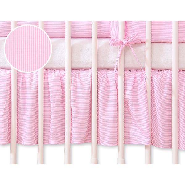 Fest gefaltete Rüsche für Babybett 140x70cm - Esel Luca rosa