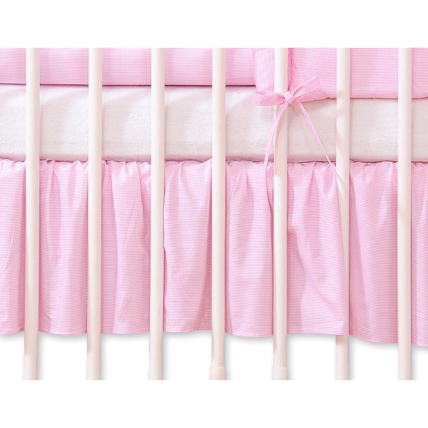 Fest gefaltete Rüsche für Babybett 140x70cm - Esel Luca rosa