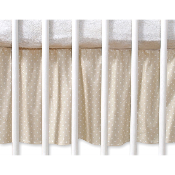 Fest gefaltete Rüsche für Babybett 140x70cm - Hängende Herzen Beige-Punktemuster