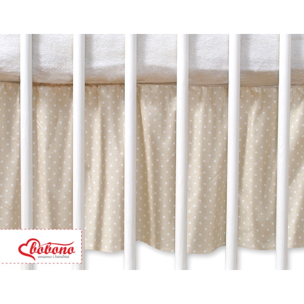 Fest gefaltete Rüsche für Babybett 140x70cm - Hängende Herzen Beige-Punktemuster