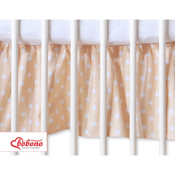 Fest gefaltete Rüsche für Babybett 140x70cm - Hängende Herzen Beige-Punktemuster