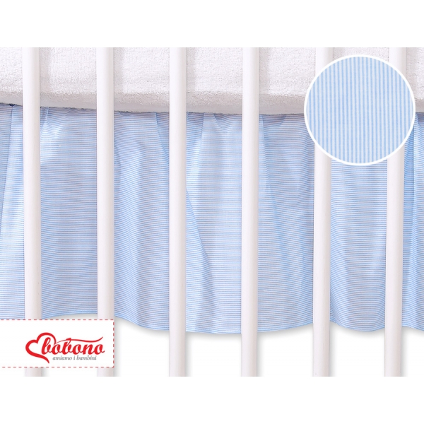 Fest gefaltete Rüsche für Babybett 140x70cm - Hängende Herzen blau gestreift