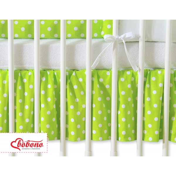 Fest gefaltete Rüsche für Babybett 140x70cm - Hängende Herzen Grün-Punkmuster