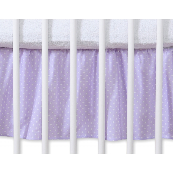 Fest gefaltete Rüsche für Babybett 140x70cm - Hängende Herzen Lila-Punkmuster