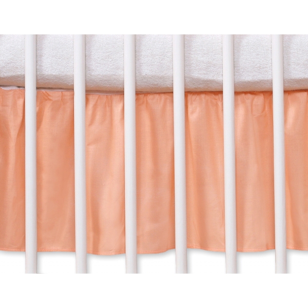 Fest gefaltete Rüsche für Babybett 140x70cm - Hängende Herzen pfirsich