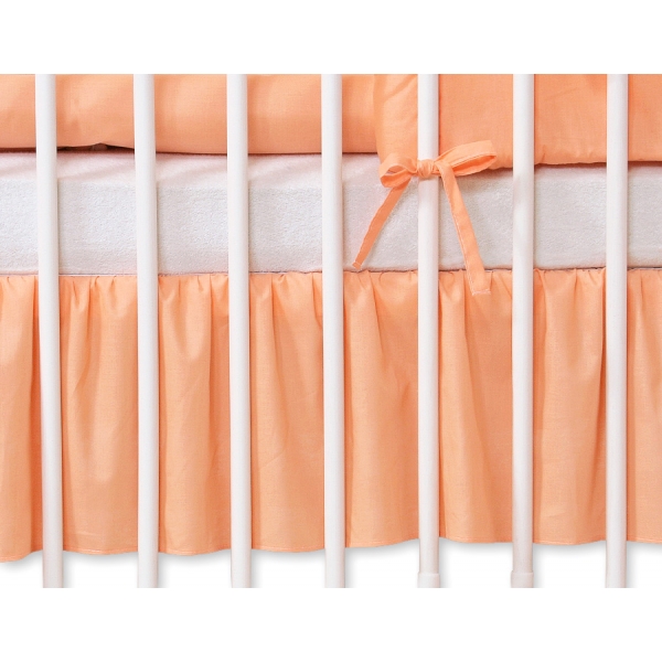 Fest gefaltete Rüsche für Babybett 140x70cm - Hängende Herzen pfirsich
