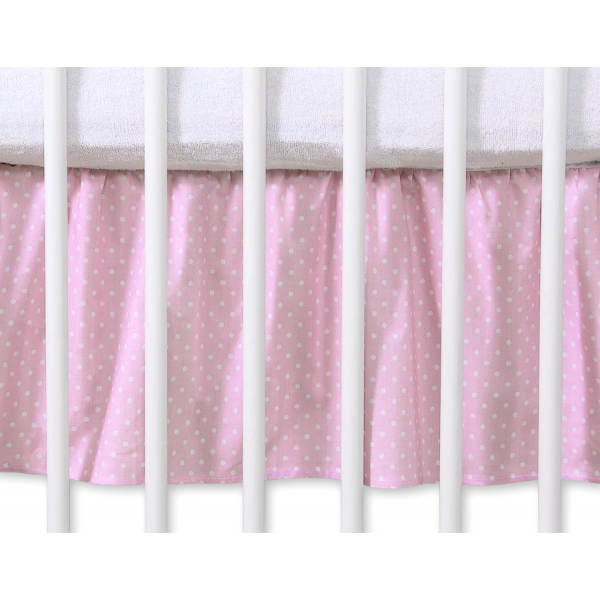Fest gefaltete Rüsche für Babybett 140x70cm - Hängende Herzen Rosa-Punktemuster